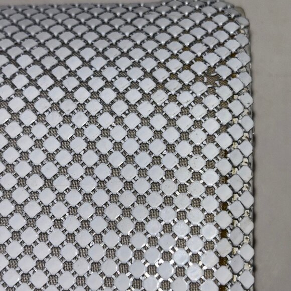 WHITING & DAVIS White Metal Mesh Shoulder Bag Purse Clutch 1980'S - Picture 13 of 15